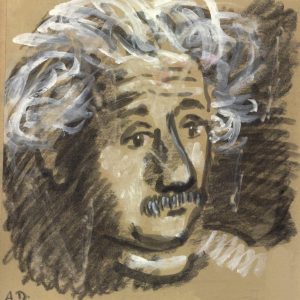 Albert Einstein (1959), charcoal and watercolor drawing by Alexander Dobkin