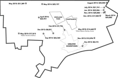 Figure 1. SWAT Raids in Detroit, 2013–2015