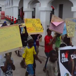 Activists demonstrate against Centum's coal project