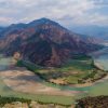 Bend of Jinsha River at Shigu village, Yulong Naxi autonomous county in Lijiang, Southwest China's Yunnan province