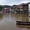 Flooding on Laboulle avenue in Tilff, Belgium