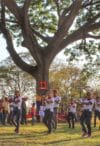 The local high school marching band provided one last show before retiring from the communal festivities