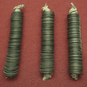 bundles of Japanese pennies