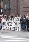 Chicago Climate Justice activists protesting cap and trade legislation at the intersection of LaSalle & Adams in Chicago Loop (November 30, 2008)