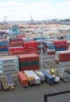 Thousands of shipping containers at the terminal at Port Elizabeth, New Jersey (2004)