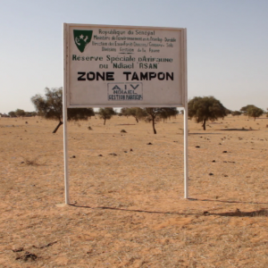 Panel indicating the beginning of the buffer zone of the Ndiael Reserve